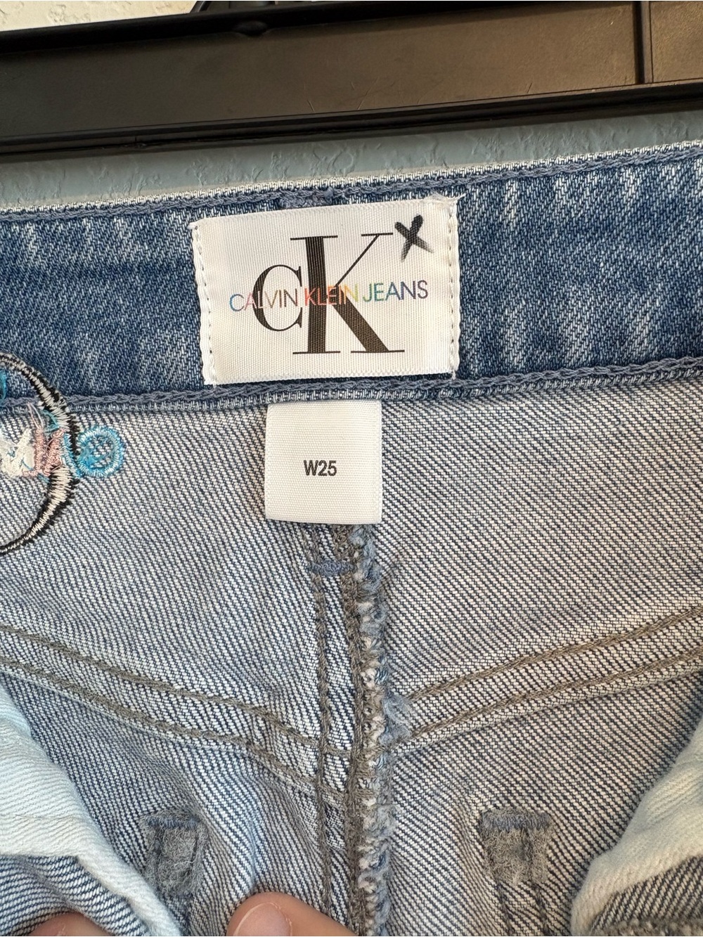 Calvin Klein CK1 High Rise Denim Mini Skirt Button Fly Y2K Women’s W25 - Picture 9 of 15